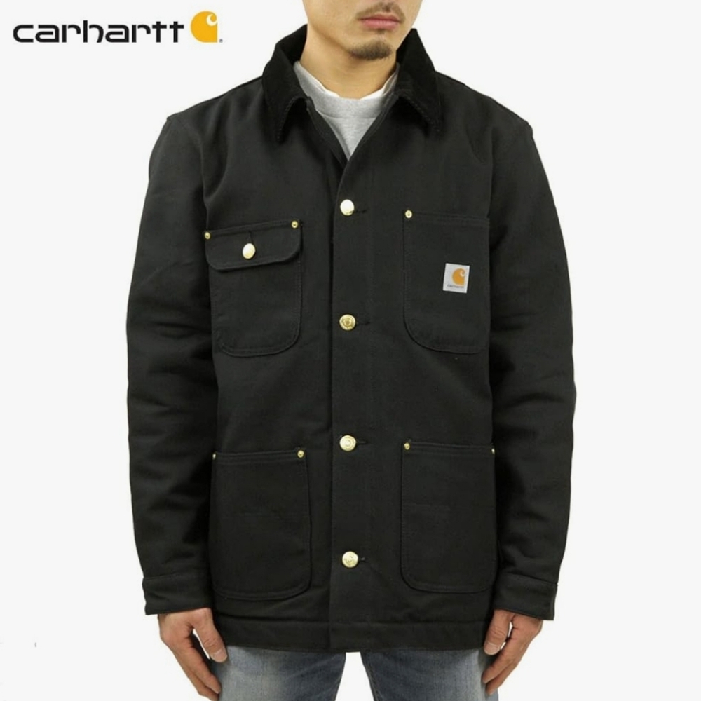 Carhartt vintage Black denim shell cotton  chore Blanket Lined  jacket,